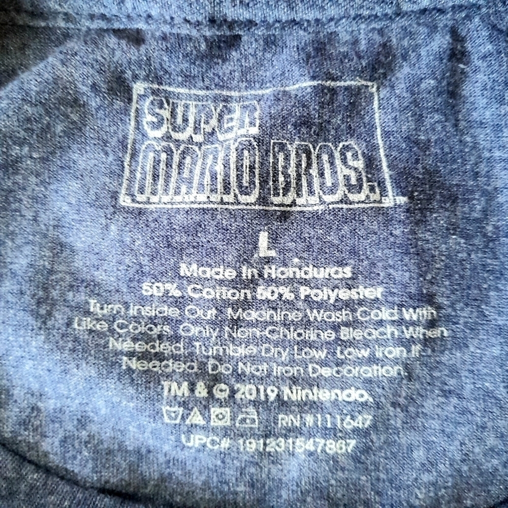 Super Mario Bros Adventures T-Shirt Mens Large Gray Short Sleeve Nintendo Top - Picture 5 of 5